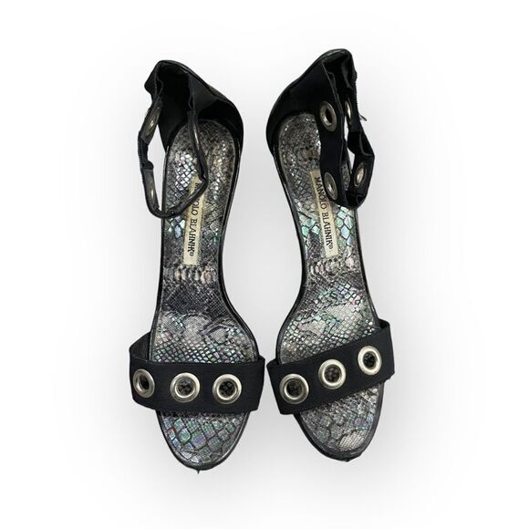 Manolo Blahnik Shoes - Manolo Blahnik Heels Metallic Color Snakeskin Look Insoles Ankle Elastic